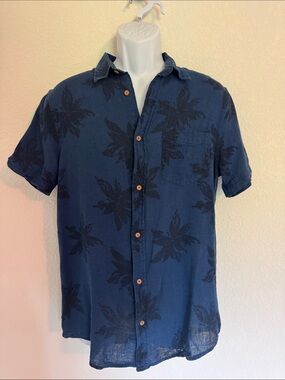 Ben Sherman Navy & Dark Blue Tropical Short-Sleeve Button-Down Shirt
